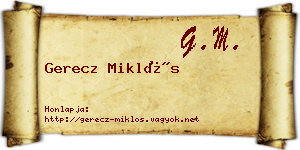 Gerecz Miklós névjegykártya
